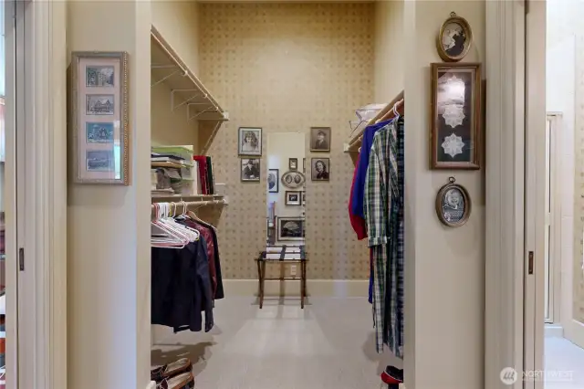 Walk-in closet – ample hanging space and open shelving