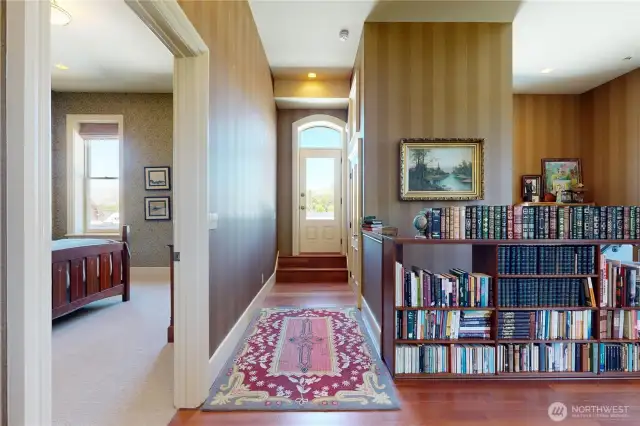 Hallway leading to rooftop access.