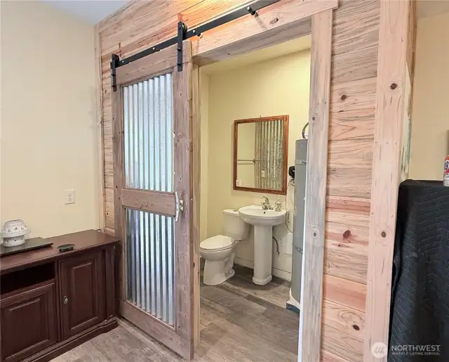 Half bathroom on main floor of shop