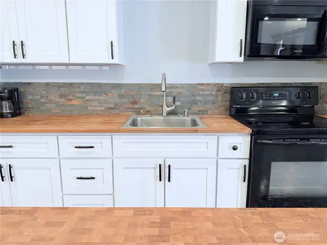 Full sized refrigerator and range.