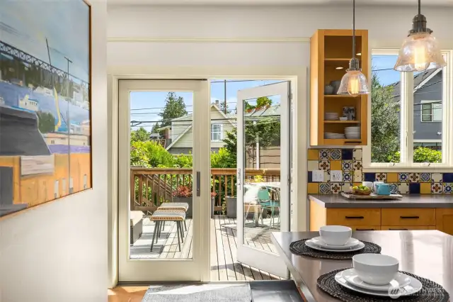 Step right out to the back deck for some time in the sun or an evening meal