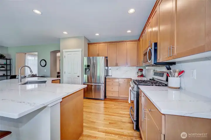 Updated kitchen is an entertainer's delight.