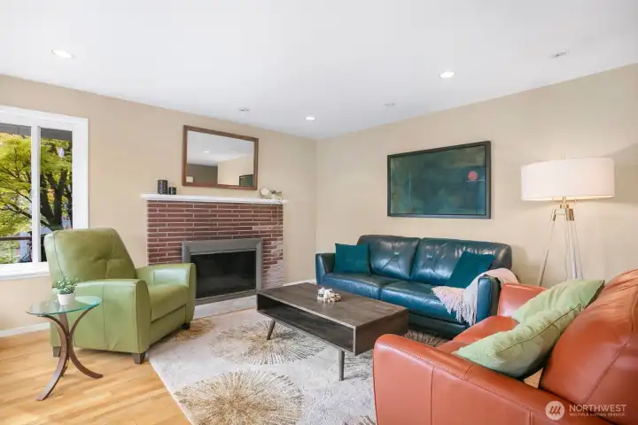 There's a wood-burning fireplace in the living room.