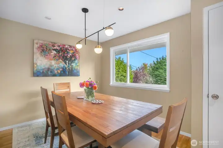 This is a new dining room light that matches the era of this home.