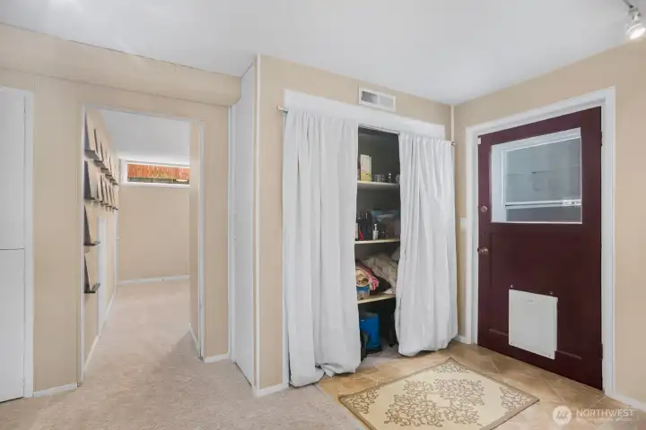 There's also a large storage closet or overflow pantry that is on the lower level by the laundry area.