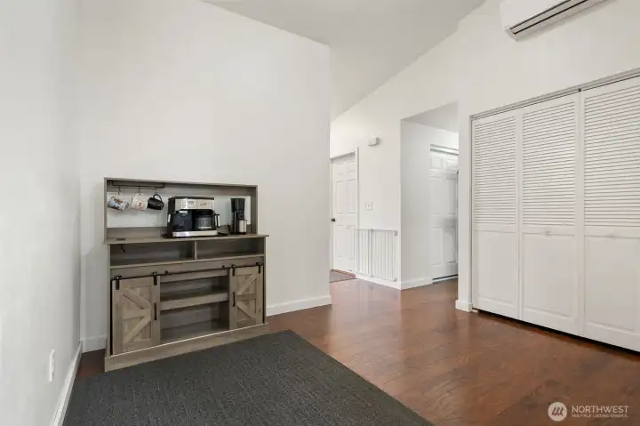 Open area coming from kitchen for coffee bar, computer desk, possibilities!