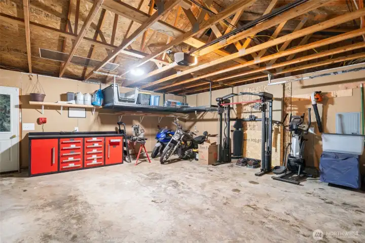 Garage with access to backyard