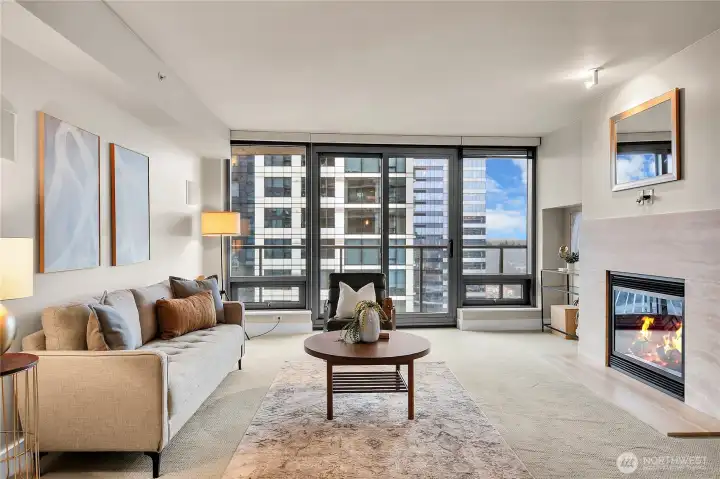 This condo has spacious rooms and comfortable floorplan. A cozy fireplace adds warmth with the flip of a switch.