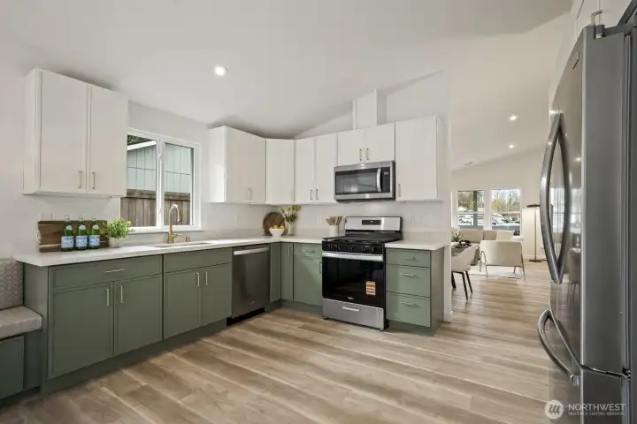 Brand-new custom cabinets transform this kitchen into a chef's dream