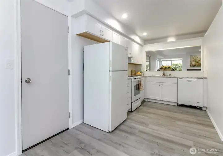 Kitchen with door to garage