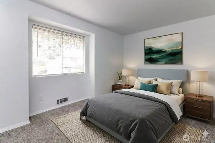 Virtually staged 2nd bedroom to imagine the space