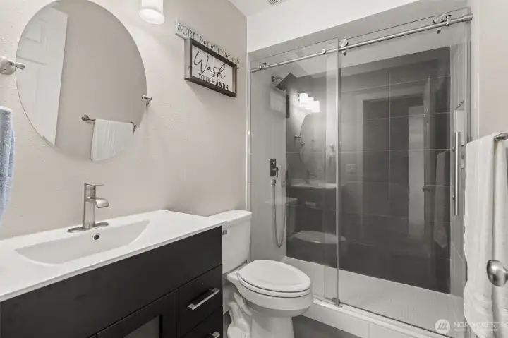 Updated bathroom on lower level