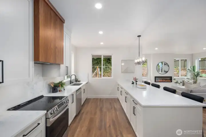 So much counterspace to host gatherings buffet style or for a sit down meal at the counter. So much counterspace to host gatherings buffet style or for a sit down meal at the counter.