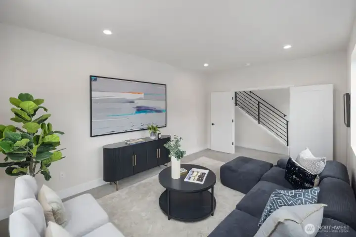 This view from the bonus room shows a nice double door entry and the open rail going up to the third floor. This view from the bonus room shows a nice double door entry and the open rail going up to the third floor.