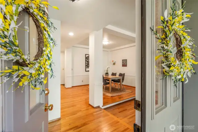 Gleaming hardwood floors thru most of the home. 2 living rooms, 2 dining areas.
