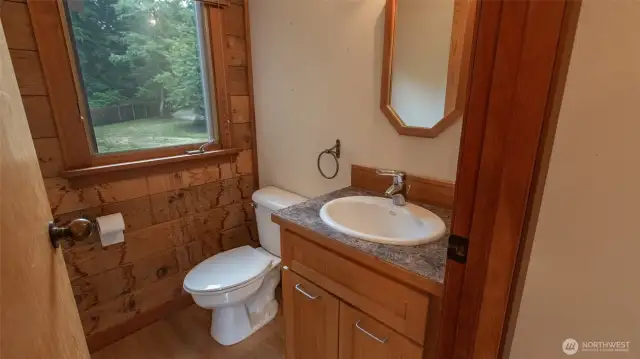 And the powder room
