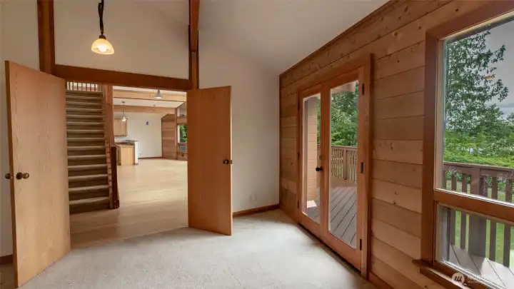 Walking from bath to the main living area