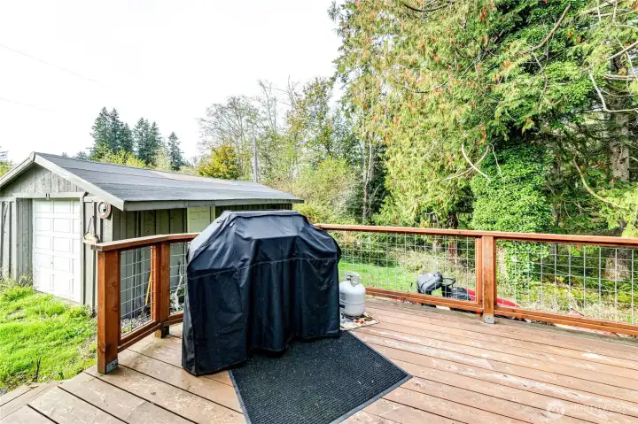 Deck overlooking the Backyard