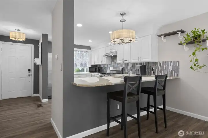 Great counter top space for entertaining or quick meals