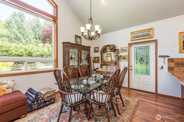 Guest house entry opens to the dining area and kitchen.