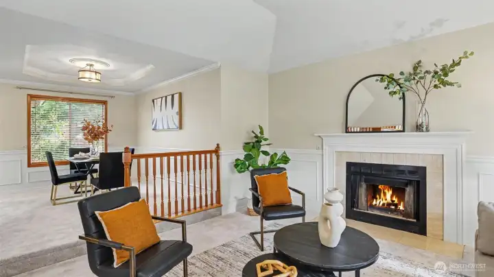 Stay cozy this winter with the woodburning fireplace!