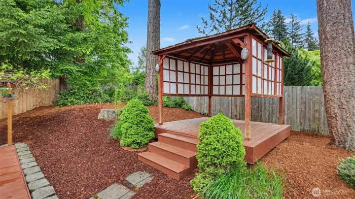 Don't miss the gazebo with a 220 watt hookup – ready for your future hot tub or spa retreat!
