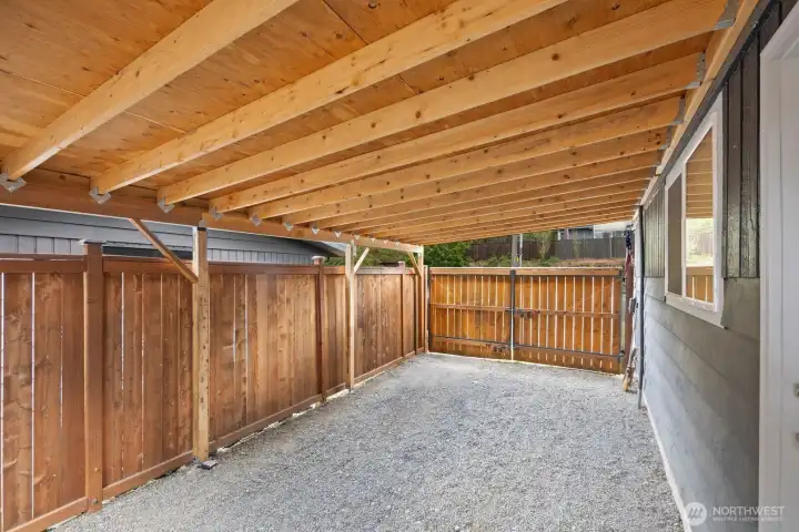 Newly built carport. Newly built carport.