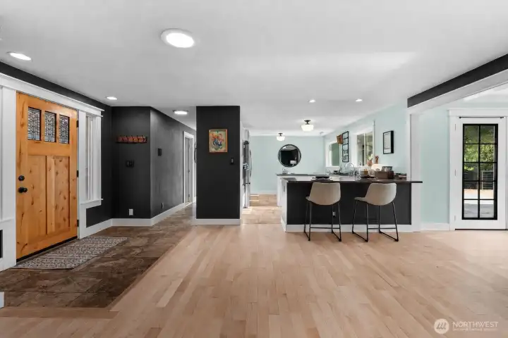 Living room flows seamlessly to the kitchen
