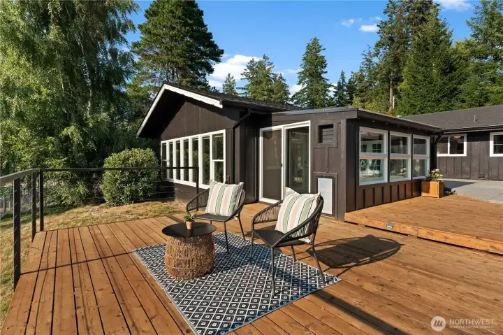 Oversized deck with water views