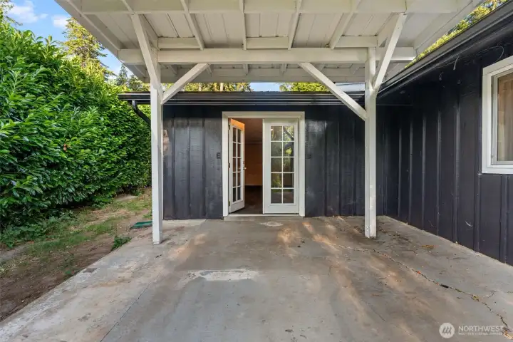 Covered Patio off the Garage