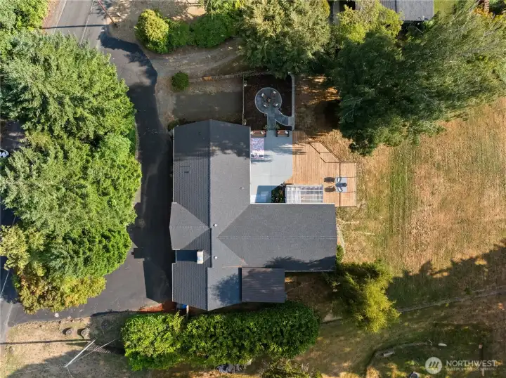 Aerial view of your updated midcentury rambler!
