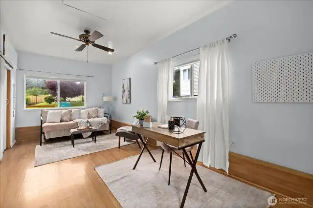 Extra living space offers flexible space with separate entrance to backyard.