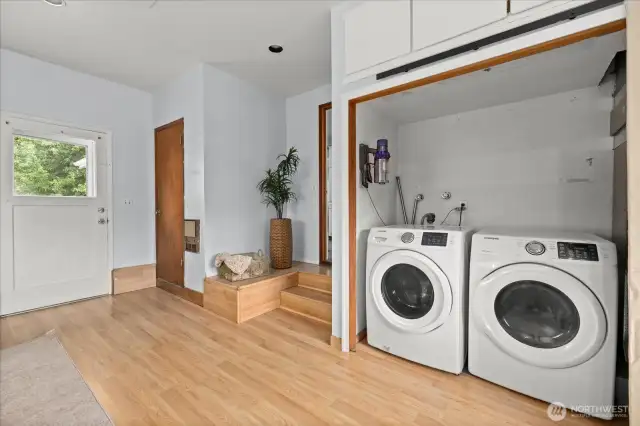Laundry area / furnace in same closet off living room with 1/2 bath included.