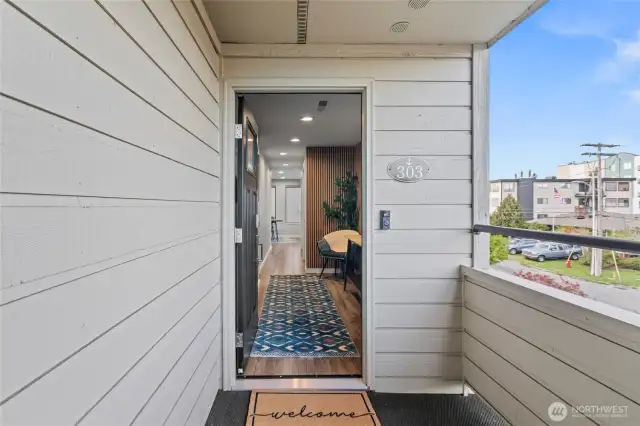 The front door to your condo on the top floor.