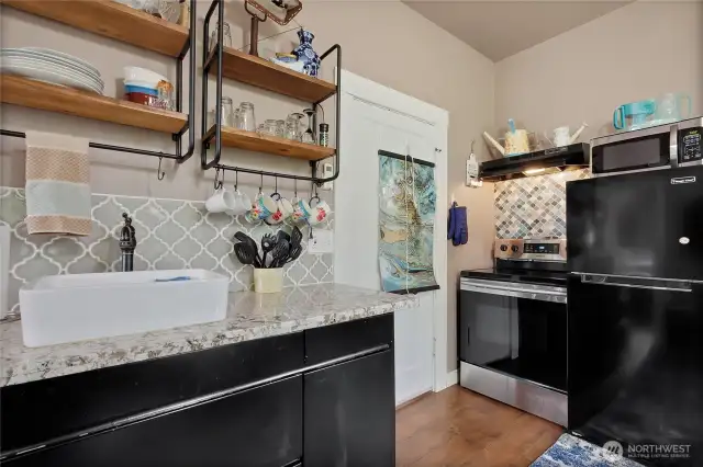 A closer look at the kitchen area of Unit B.