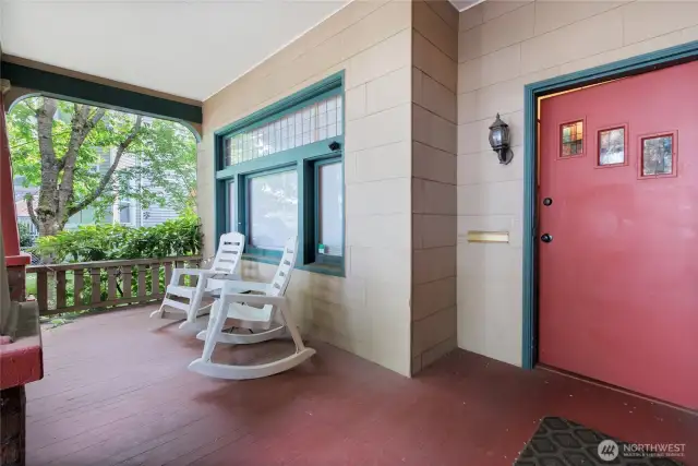 A place to relax on the large covered Front Porch.