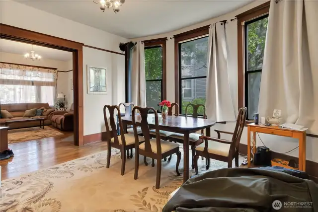 Dining Room for Unit A is quite spacious and has a stand alone gas stove.
