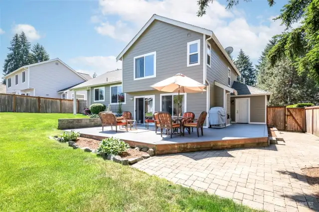Large rear yard with door into garage and side gate to driveway and fully fenced.