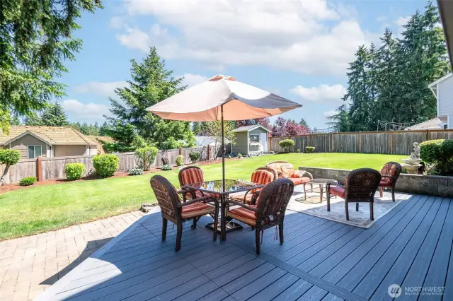 Open space and plenty of room to play including a shed for tools, toys or playhouse!