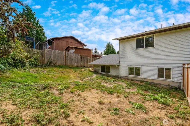 Fenced backyard