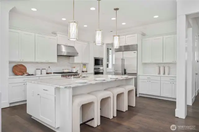 Chef's kitchen with oversized island and high end appliances