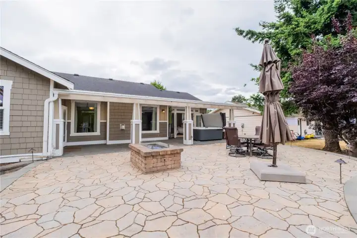 Large Patio with Gas Fireplace.