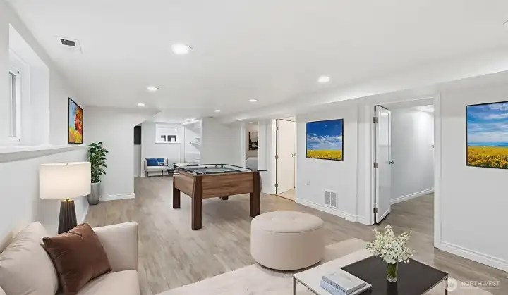 Family Room on Lower Level. Virtually Staged.