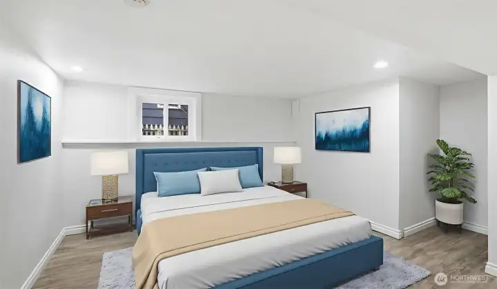 Bedroom #4 on Lower Level. Virtually Staged.