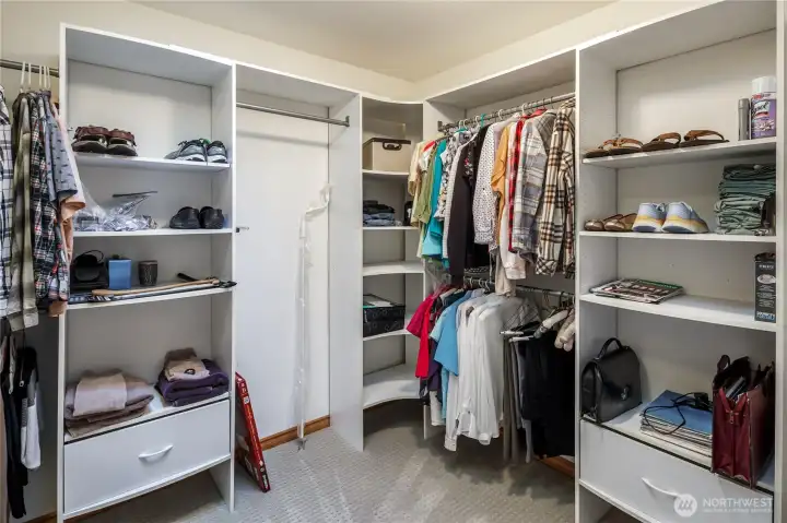 Huge walk-in closet with skylight.