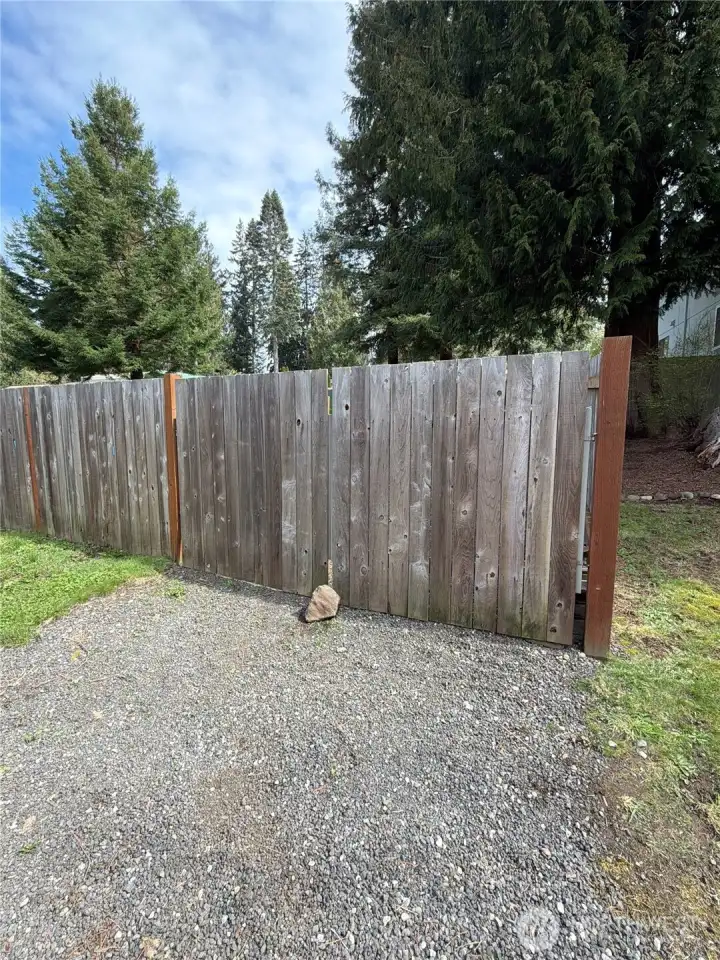Large access gate for boats or RV into back parking area