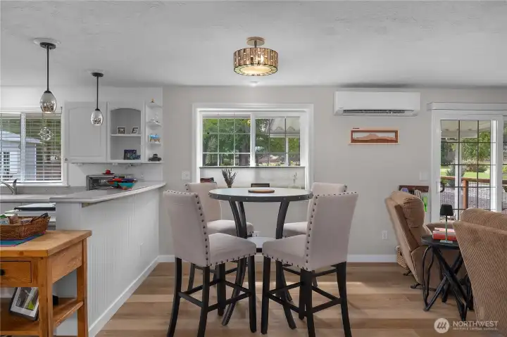 Dining room - new lights, new flooring, new paint