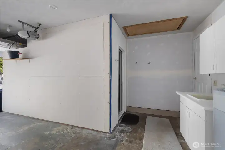 Room built in to the garage to give storage space.