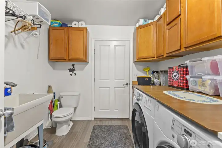 laundry Off garage with half bath