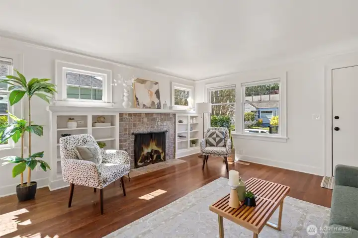 Cozy up to the fireplace on cool evenings and enjoy the warm sunshine on bright spring days.